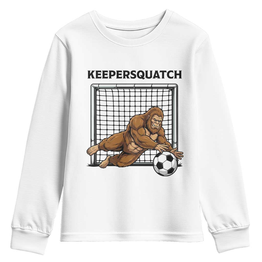 Funny Bigfoot Soccer Goalkeeper Youth Sweatshirt Keepersquatch TS12 White Print Your Wear