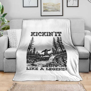 Kickin It Like A Legend Throw Blanket Funny Bigfoot Soccer Player TS12 Print Your Wear