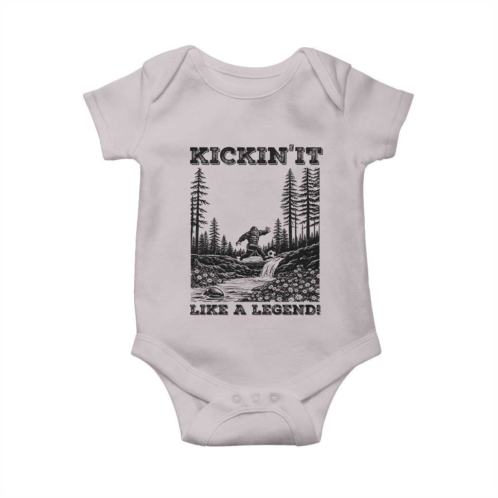 Kickin It Like A Legend Baby Onesie Funny Bigfoot Soccer Player TS12 Ice Gray Print Your Wear