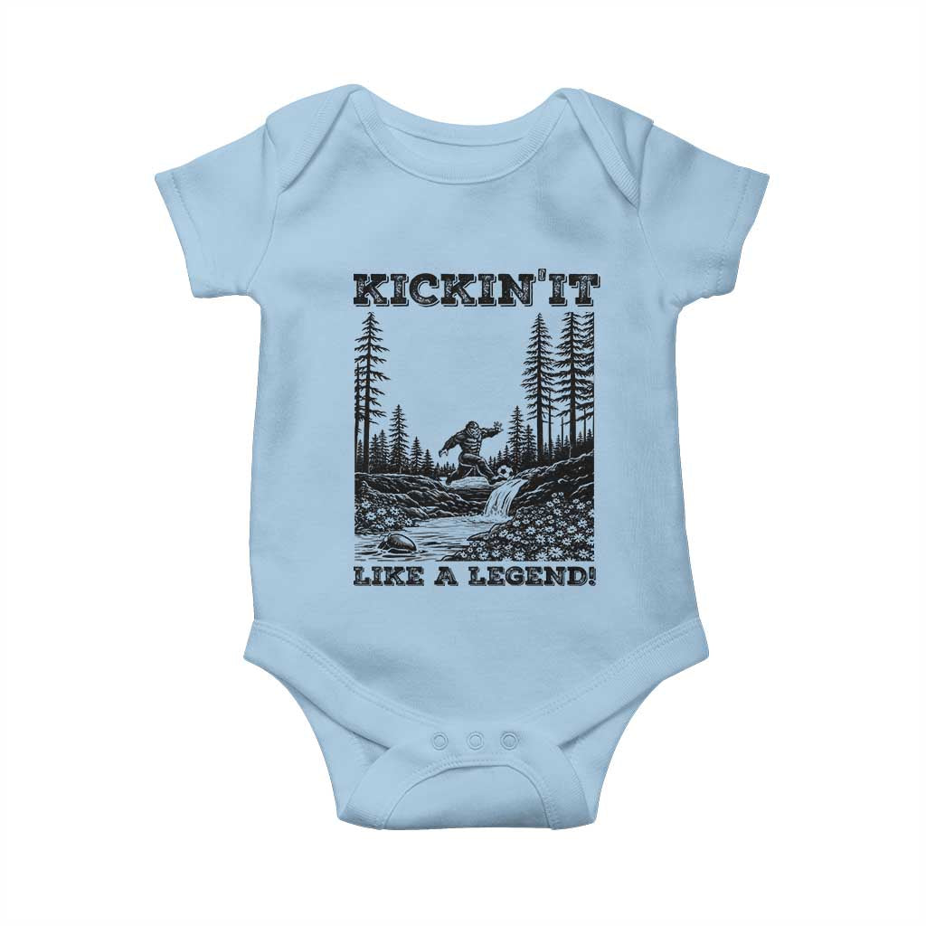 Kickin It Like A Legend Baby Onesie Funny Bigfoot Soccer Player TS12 Light Blue Print Your Wear
