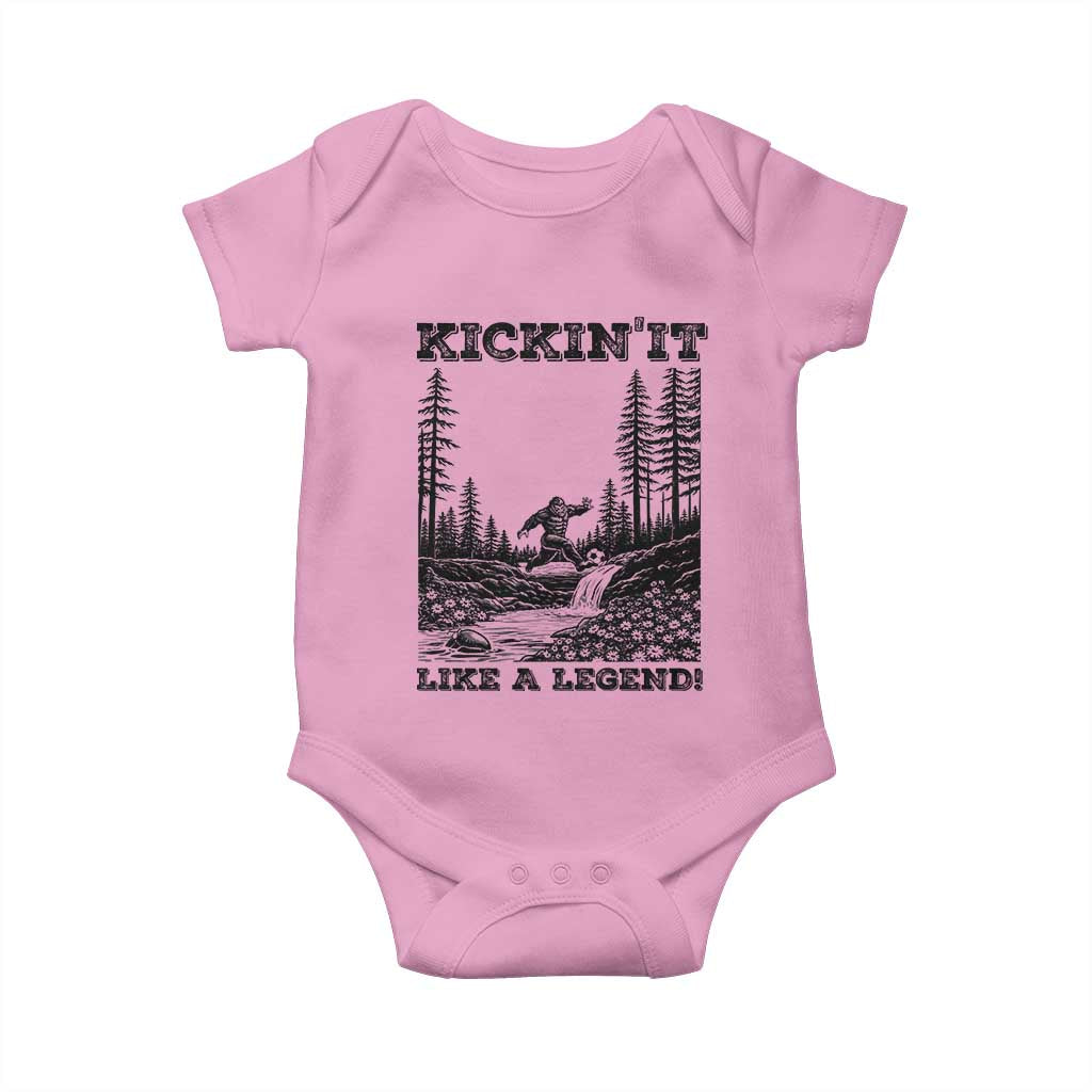 Kickin It Like A Legend Baby Onesie Funny Bigfoot Soccer Player TS12 Light Pink Print Your Wear
