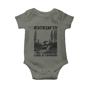 Kickin It Like A Legend Baby Onesie Funny Bigfoot Soccer Player TS12 Military Green Print Your Wear