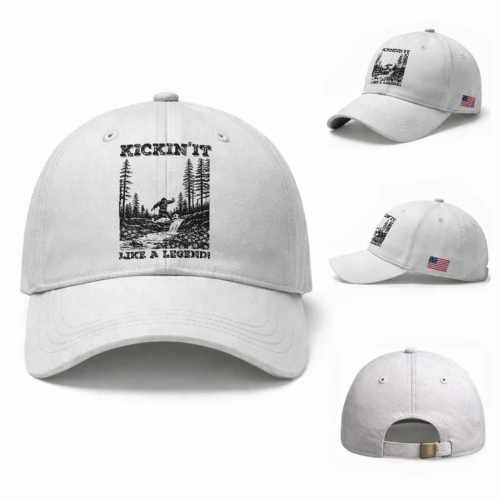 Kickin It Like A Legend Baseball Cap Funny Bigfoot Soccer Player TS12 Baseball Cap Universal Fit White Print Your Wear