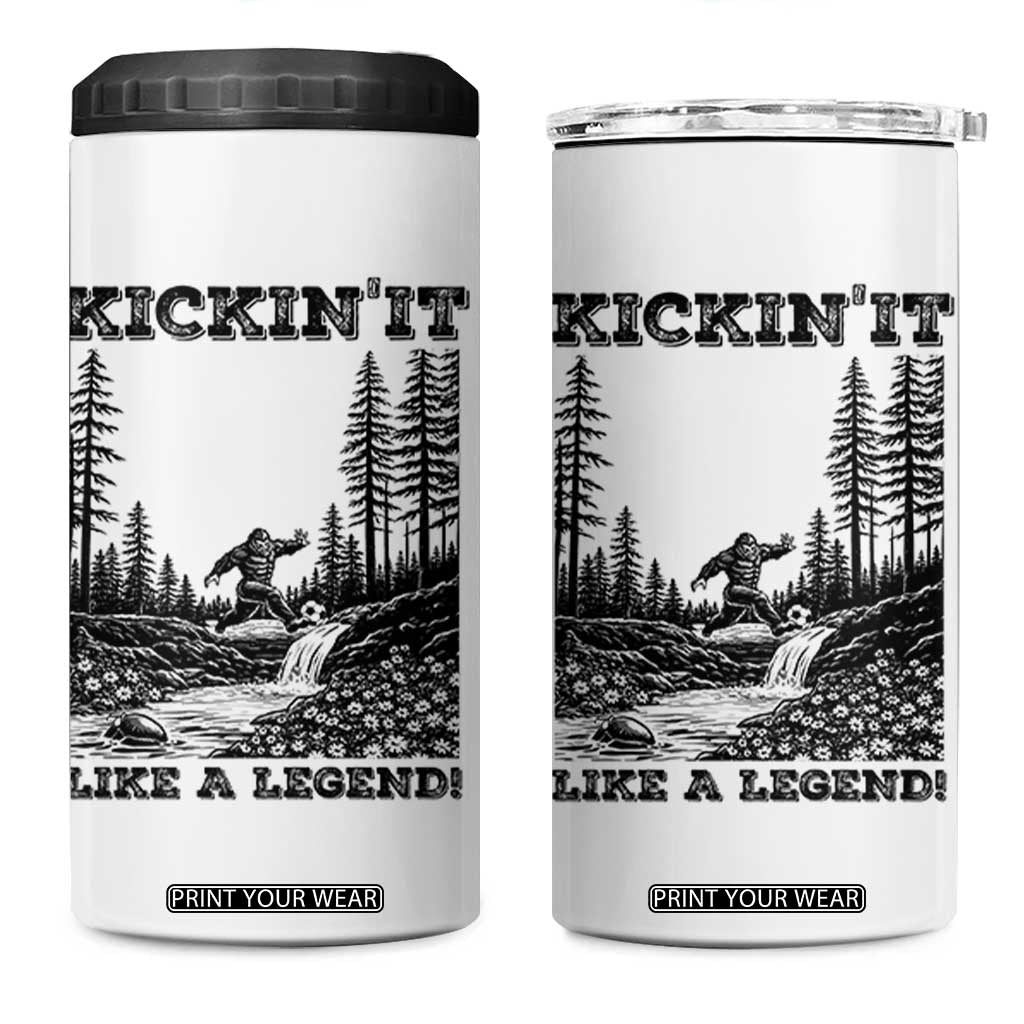 Kickin It Like A Legend 4 in 1 Can Cooler Tumbler Funny Bigfoot Soccer Player TS12 One Size: 16 oz White Print Your Wear