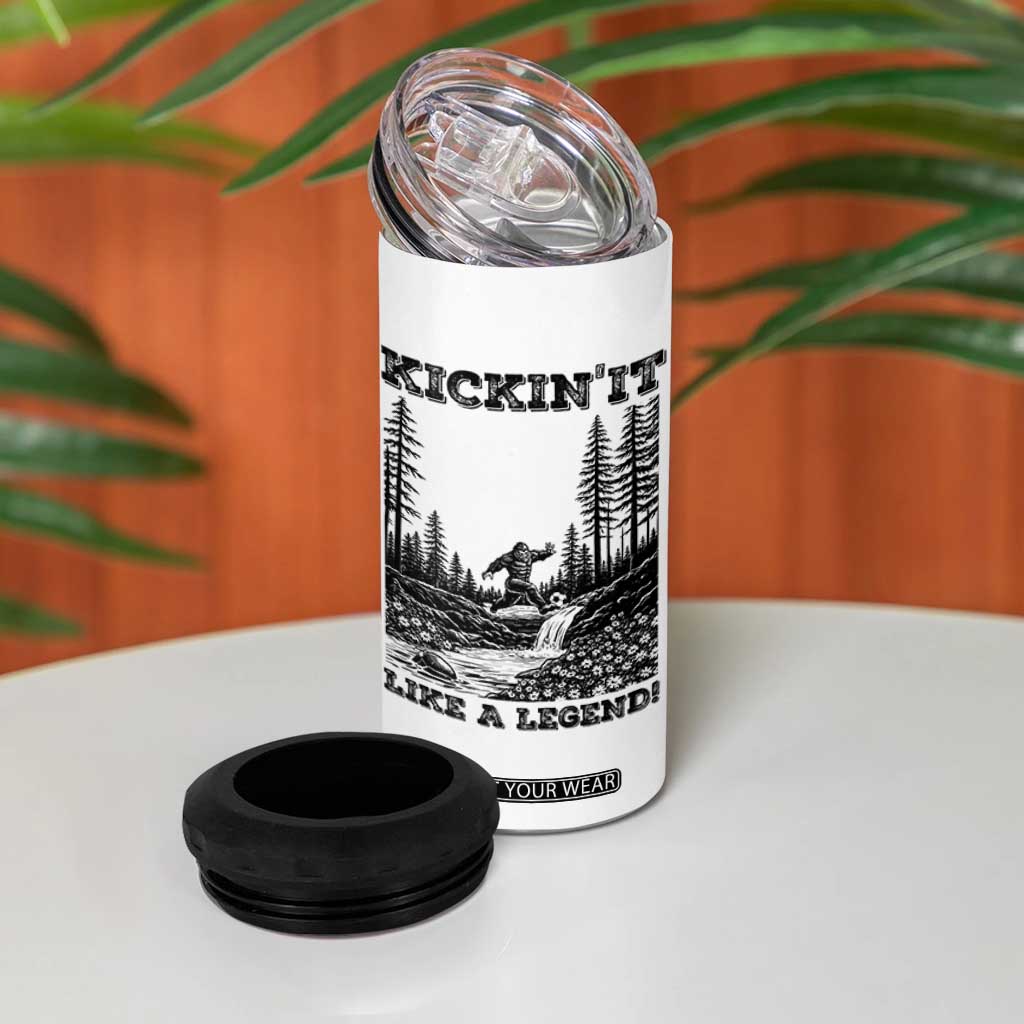 Kickin It Like A Legend 4 in 1 Can Cooler Tumbler Funny Bigfoot Soccer Player TS12 Print Your Wear
