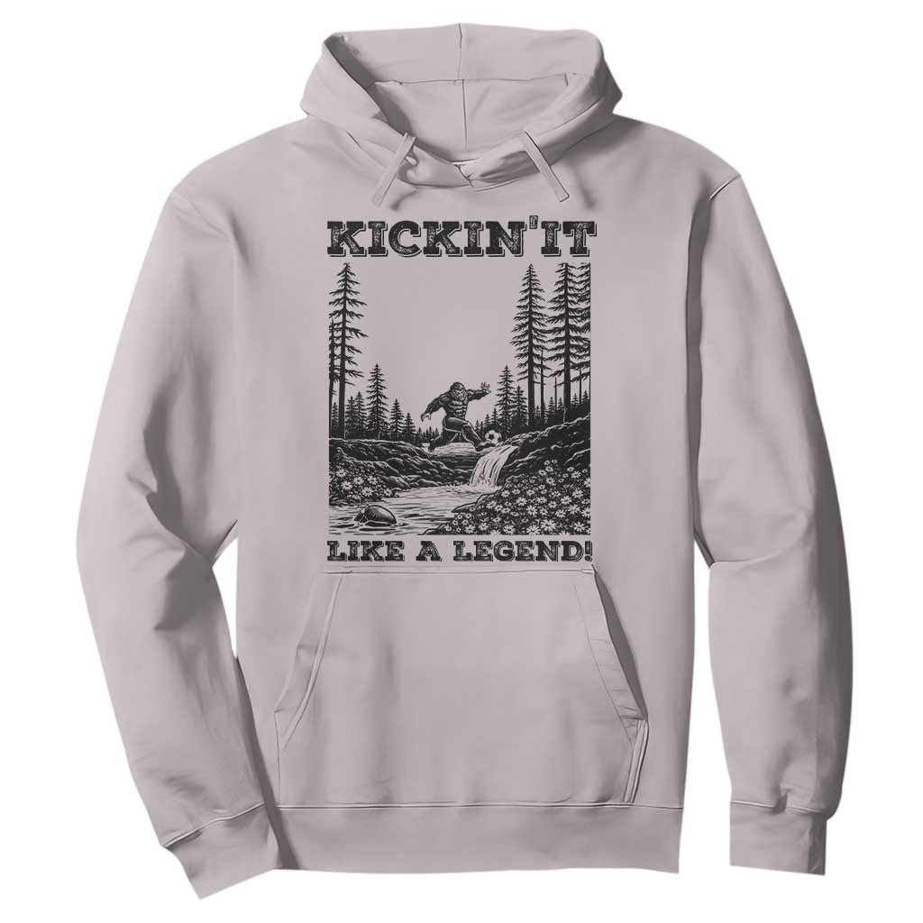 Kickin It Like A Legend Hoodie Funny Bigfoot Soccer Player TS12 Ice Gray Print Your Wear