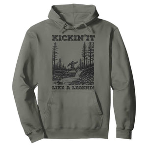 Kickin It Like A Legend Hoodie Funny Bigfoot Soccer Player TS12 Military Green Print Your Wear
