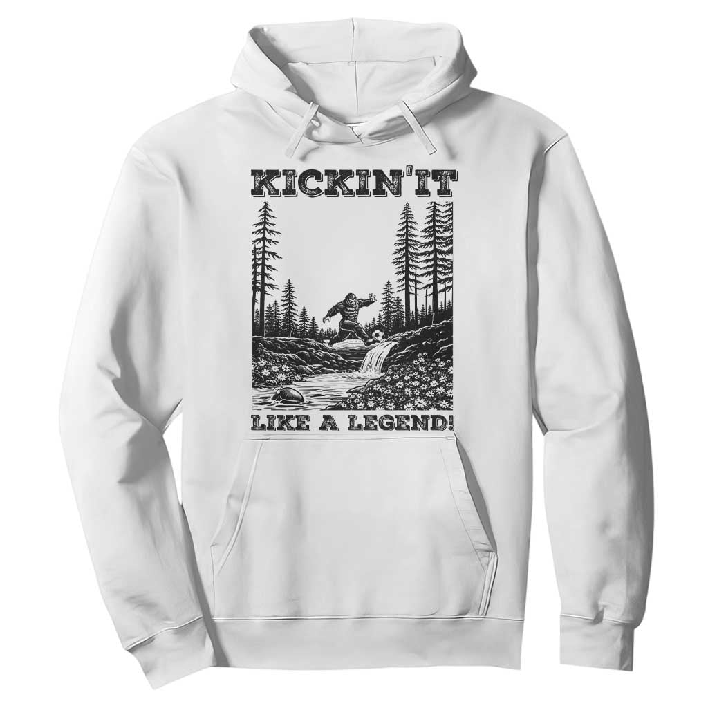 Kickin It Like A Legend Hoodie Funny Bigfoot Soccer Player TS12 White Print Your Wear