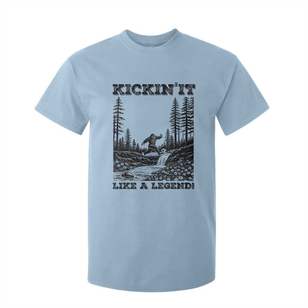 Kickin It Like A Legend T Shirt For Kid Funny Bigfoot Soccer Player TS12 Light Blue Print Your Wear