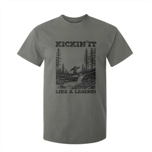 Kickin It Like A Legend T Shirt For Kid Funny Bigfoot Soccer Player TS12 Military Green Print Your Wear
