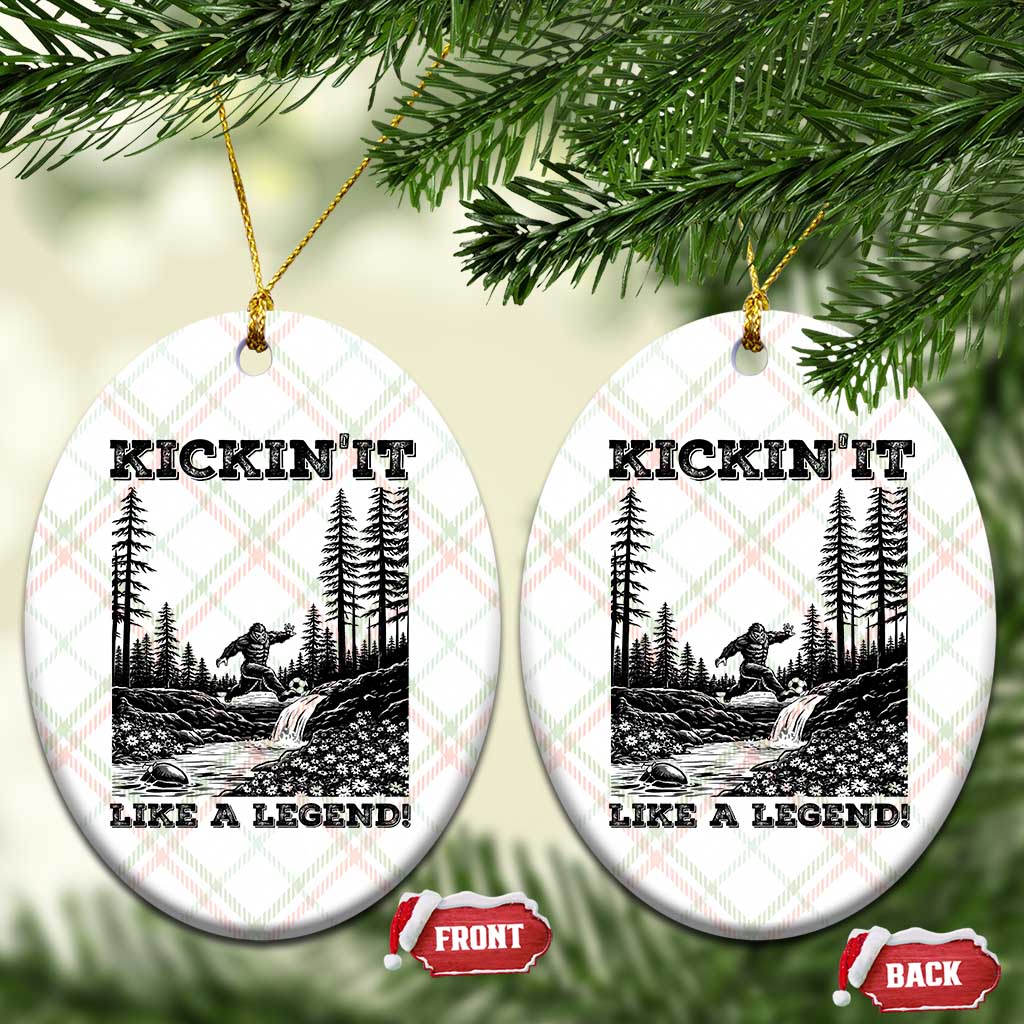 Kickin It Like A Legend Ceramic Ornament Funny Bigfoot Soccer Player TS12 Print Your Wear