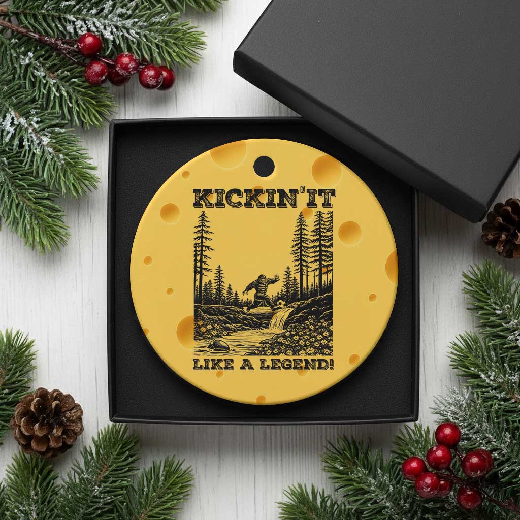 Kickin It Like A Legend Ceramic Ornament Funny Bigfoot Soccer Player TS12 1pc Yellow Cheese Print Your Wear