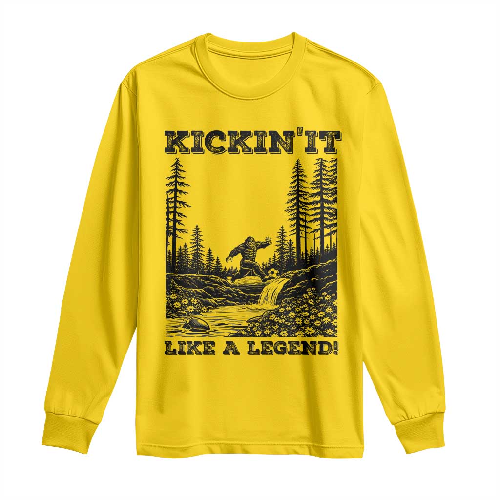 Kickin It Like A Legend Long Sleeve Shirt Funny Bigfoot Soccer Player TS12 Daisy Print Your Wear