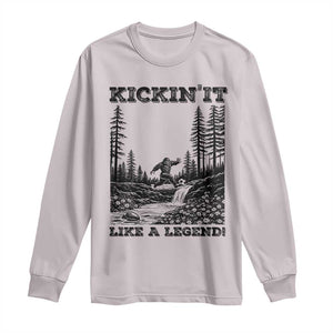 Kickin It Like A Legend Long Sleeve Shirt Funny Bigfoot Soccer Player TS12 Ice Gray Print Your Wear