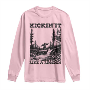 Kickin It Like A Legend Long Sleeve Shirt Funny Bigfoot Soccer Player TS12 Light Pink Print Your Wear