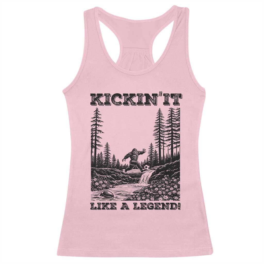 Kickin It Like A Legend Racerback Tank Top Funny Bigfoot Soccer Player TS12 Light Pink Print Your Wear