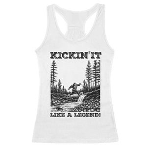 Kickin It Like A Legend Racerback Tank Top Funny Bigfoot Soccer Player TS12 White Print Your Wear