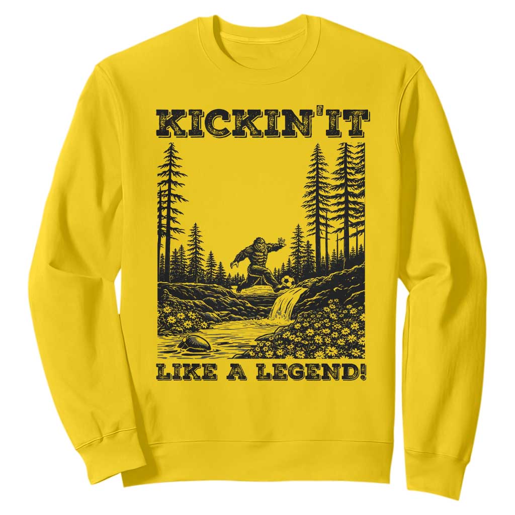 Kickin It Like A Legend Sweatshirt Funny Bigfoot Soccer Player TS12 Daisy Print Your Wear