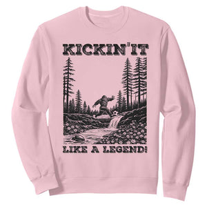 Kickin It Like A Legend Sweatshirt Funny Bigfoot Soccer Player TS12 Light Pink Print Your Wear