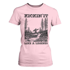 Kickin It Like A Legend T Shirt For Women Funny Bigfoot Soccer Player TS12 Light Pink Print Your Wear