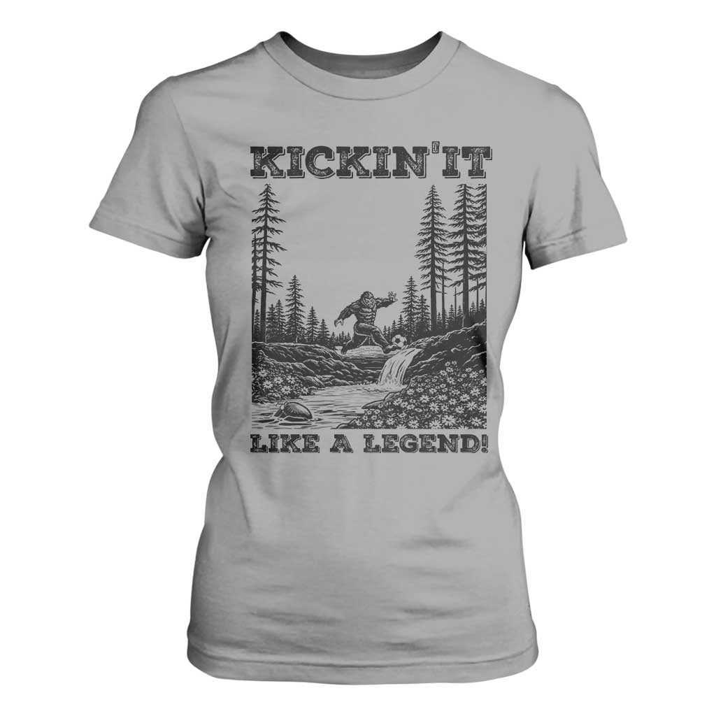 Kickin It Like A Legend T Shirt For Women Funny Bigfoot Soccer Player TS12 Sport Gray Print Your Wear