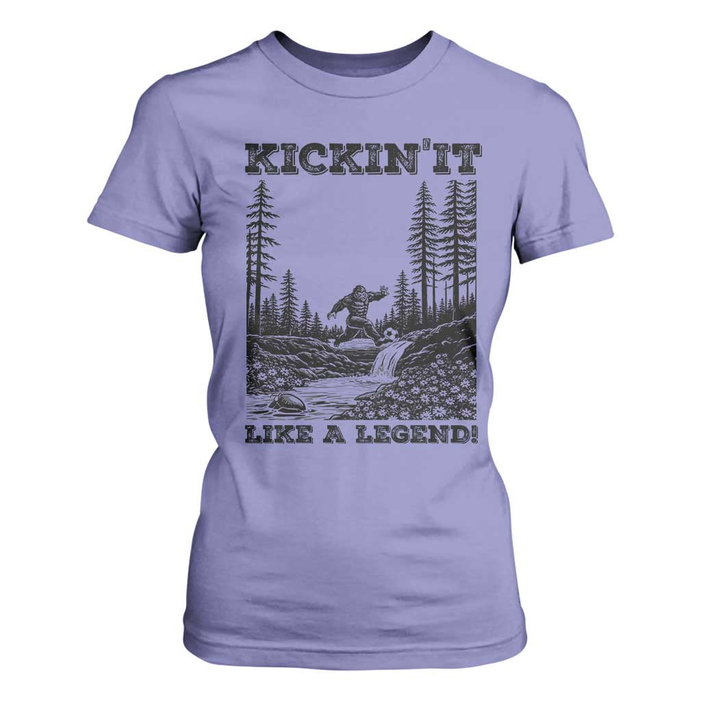 Kickin It Like A Legend T Shirt For Women Funny Bigfoot Soccer Player TS12 Violet Print Your Wear
