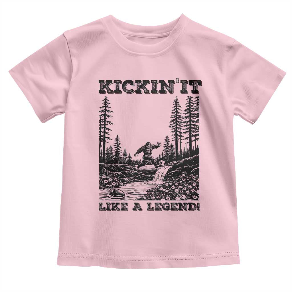 Kickin It Like A Legend Toddler T Shirt Funny Bigfoot Soccer Player TS12 Light Pink Print Your Wear