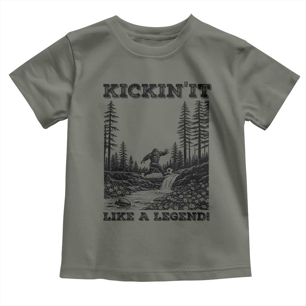 Kickin It Like A Legend Toddler T Shirt Funny Bigfoot Soccer Player TS12 Military Green Print Your Wear