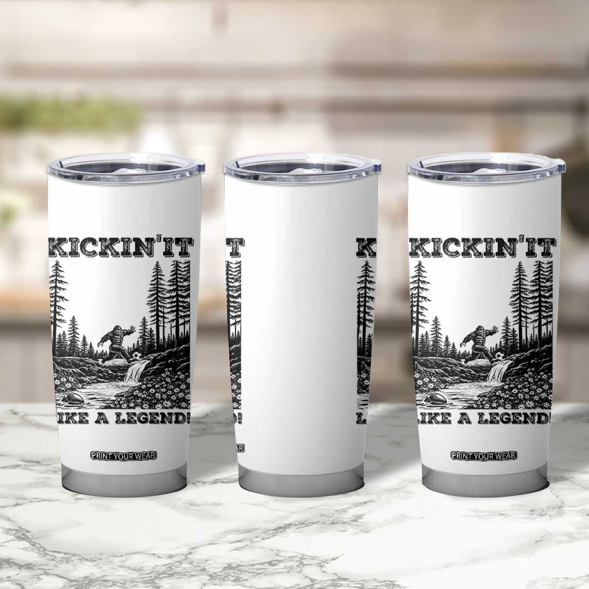 Kickin It Like A Legend Tumbler Cup Funny Bigfoot Soccer Player TS12 Print Your Wear
