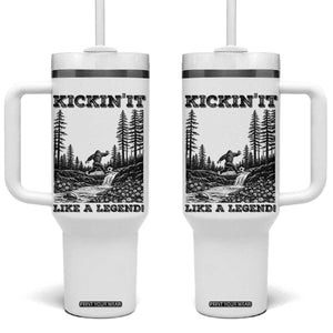 Kickin It Like A Legend Tumbler With Handle Funny Bigfoot Soccer Player TS12 One Size: 40 oz White Print Your Wear