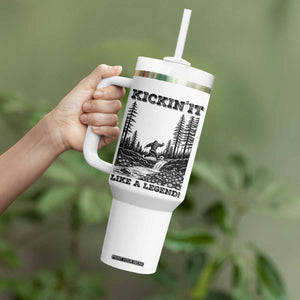 Kickin It Like A Legend Tumbler With Handle Funny Bigfoot Soccer Player TS12 Print Your Wear