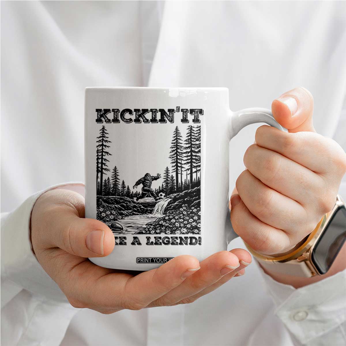 Kickin It Like A Legend Coffee Mug Funny Bigfoot Soccer Player TS12 Print Your Wear