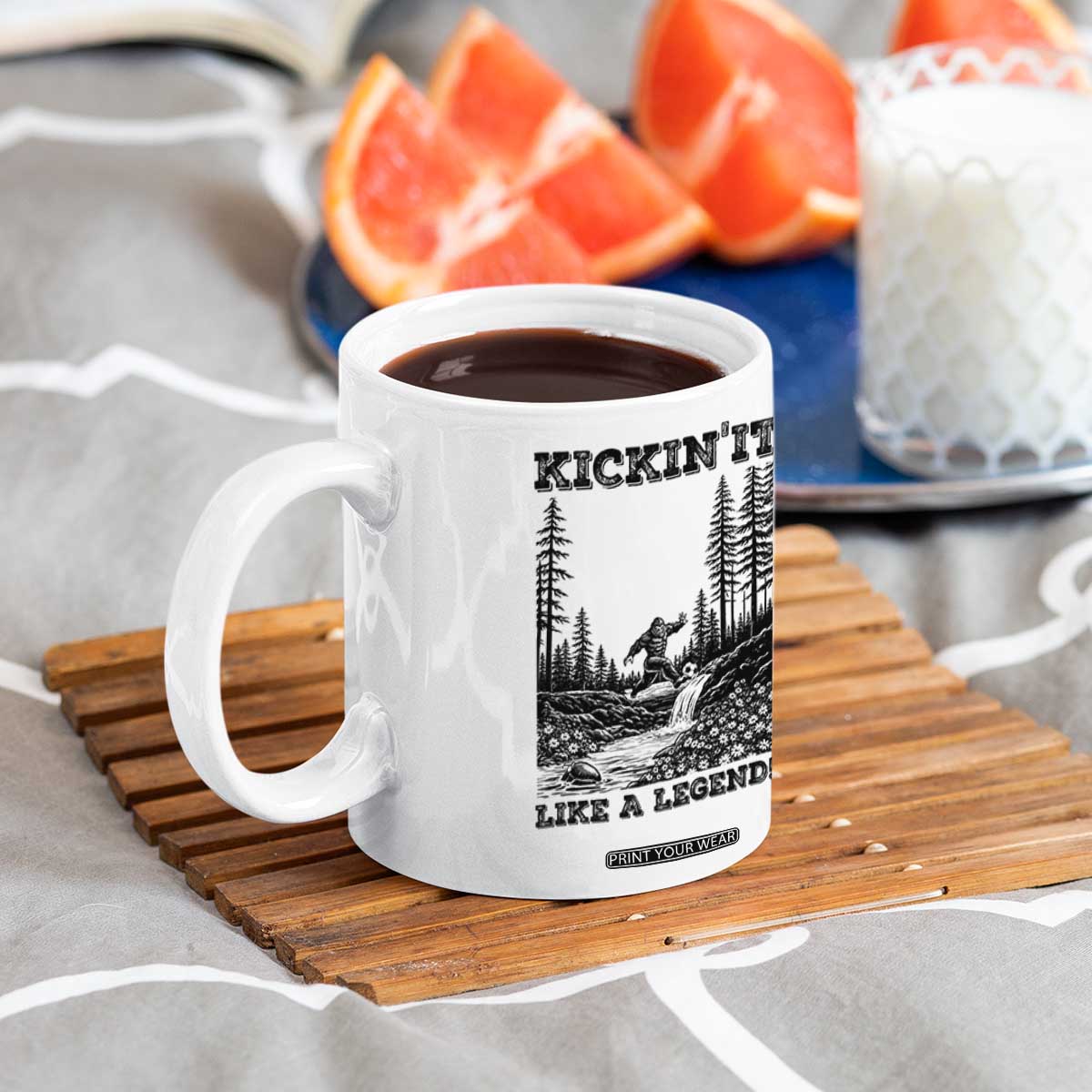 Kickin It Like A Legend Coffee Mug Funny Bigfoot Soccer Player TS12 Print Your Wear