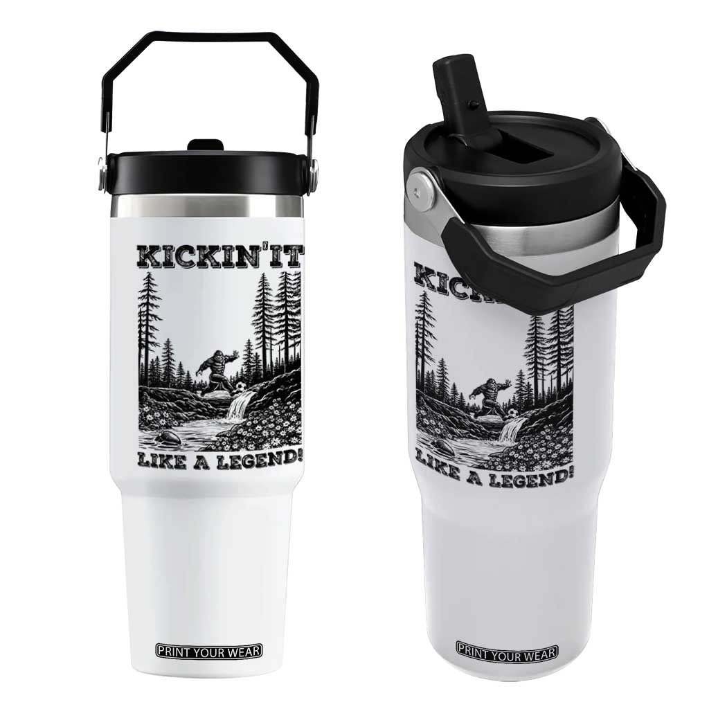 Kickin It Like A Legend Flip Straw Tumbler Funny Bigfoot Soccer Player TS12 One Size: 30 oz White Print Your Wear