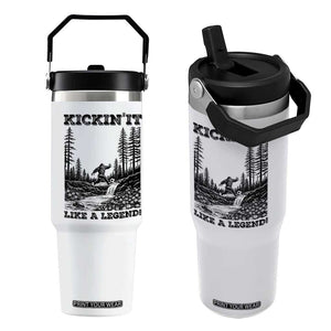 Kickin It Like A Legend Flip Straw Tumbler Funny Bigfoot Soccer Player TS12 One Size: 30 oz White Print Your Wear