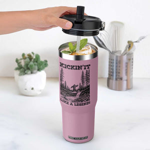 Kickin It Like A Legend Flip Straw Tumbler Funny Bigfoot Soccer Player TS12 One Size: 30 oz Light Pink Print Your Wear