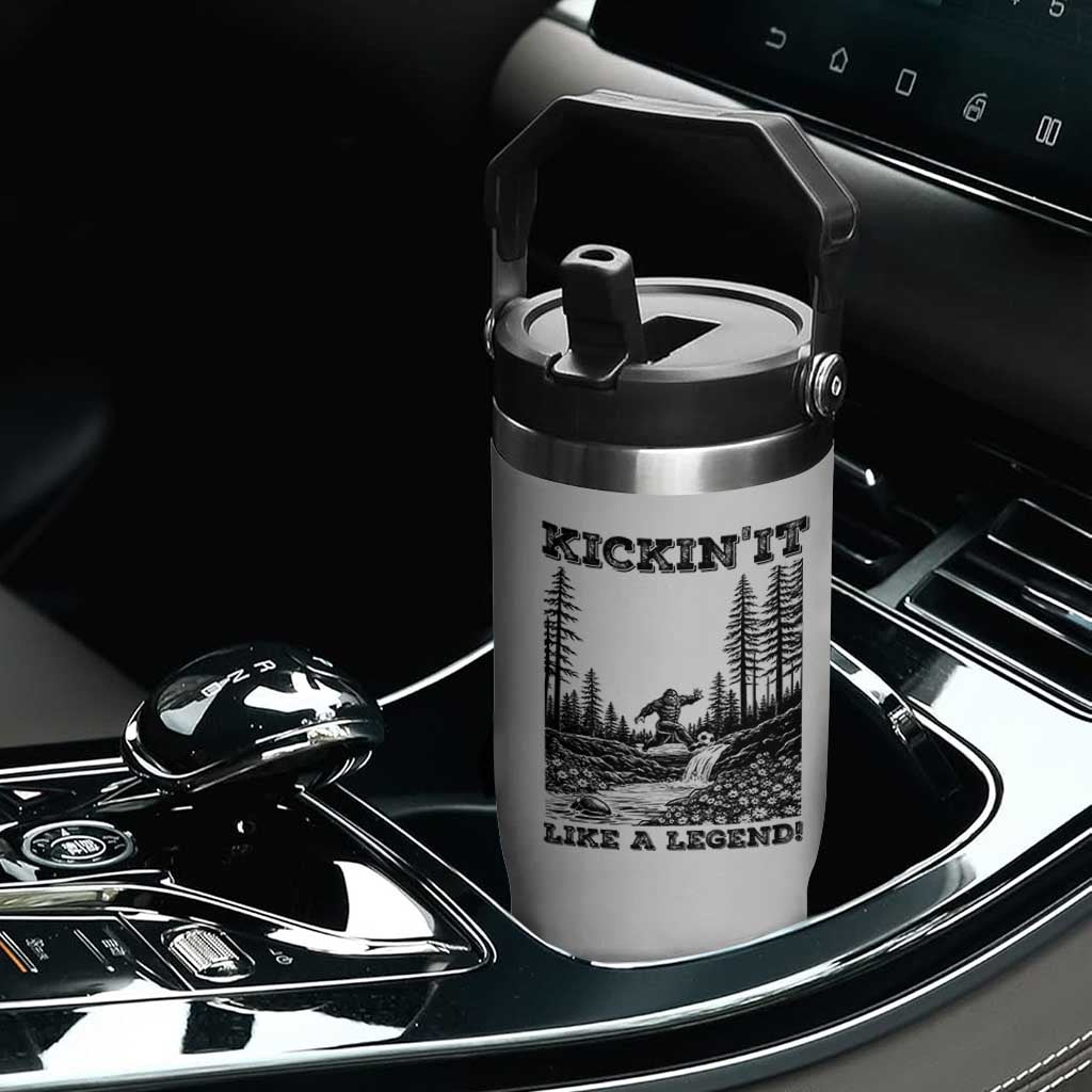 Kickin It Like A Legend Flip Straw Tumbler Funny Bigfoot Soccer Player TS12 Print Your Wear