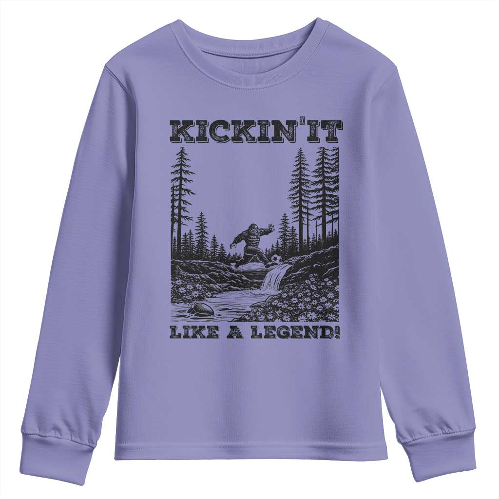 Kickin It Like A Legend Youth Sweatshirt Funny Bigfoot Soccer Player TS12 Violet Print Your Wear