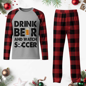 Drink Beer And Watch Soccer Plaid Pajama Set Funny Beer Lover TS12 Buffalo Plaid Print Your Wear
