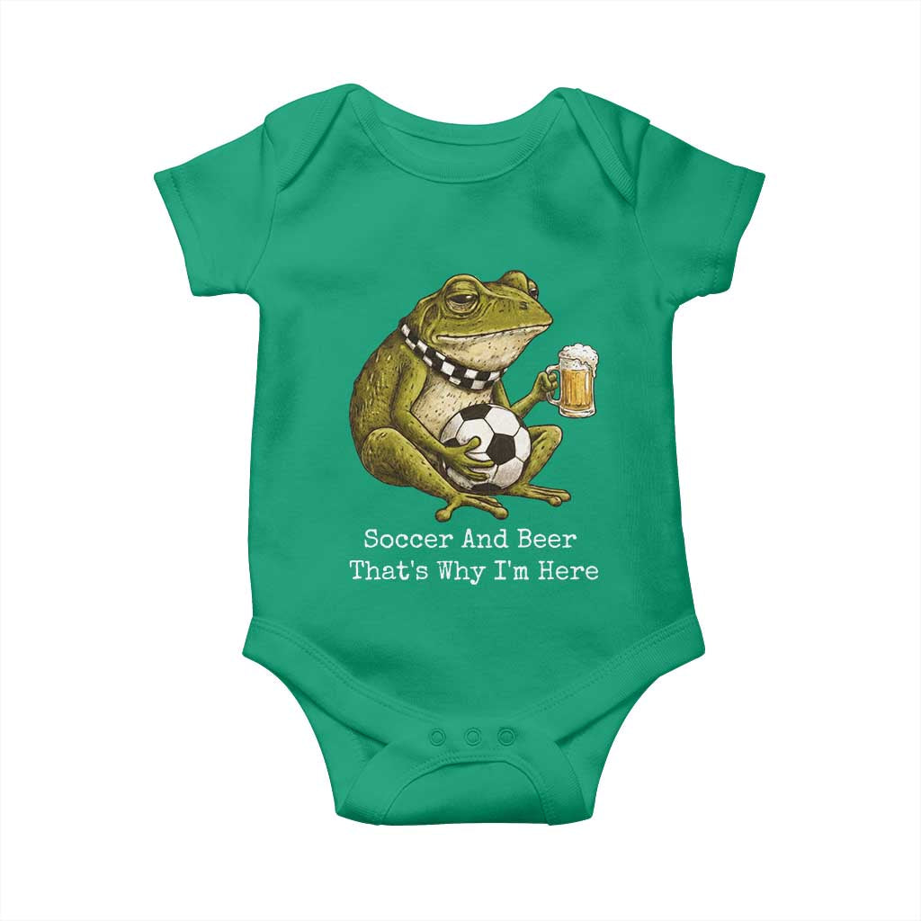 Funny Frog Lover Baby Onesie Soccer And Beer That Is Why I Am Here TS12 Irish Green Print Your Wear