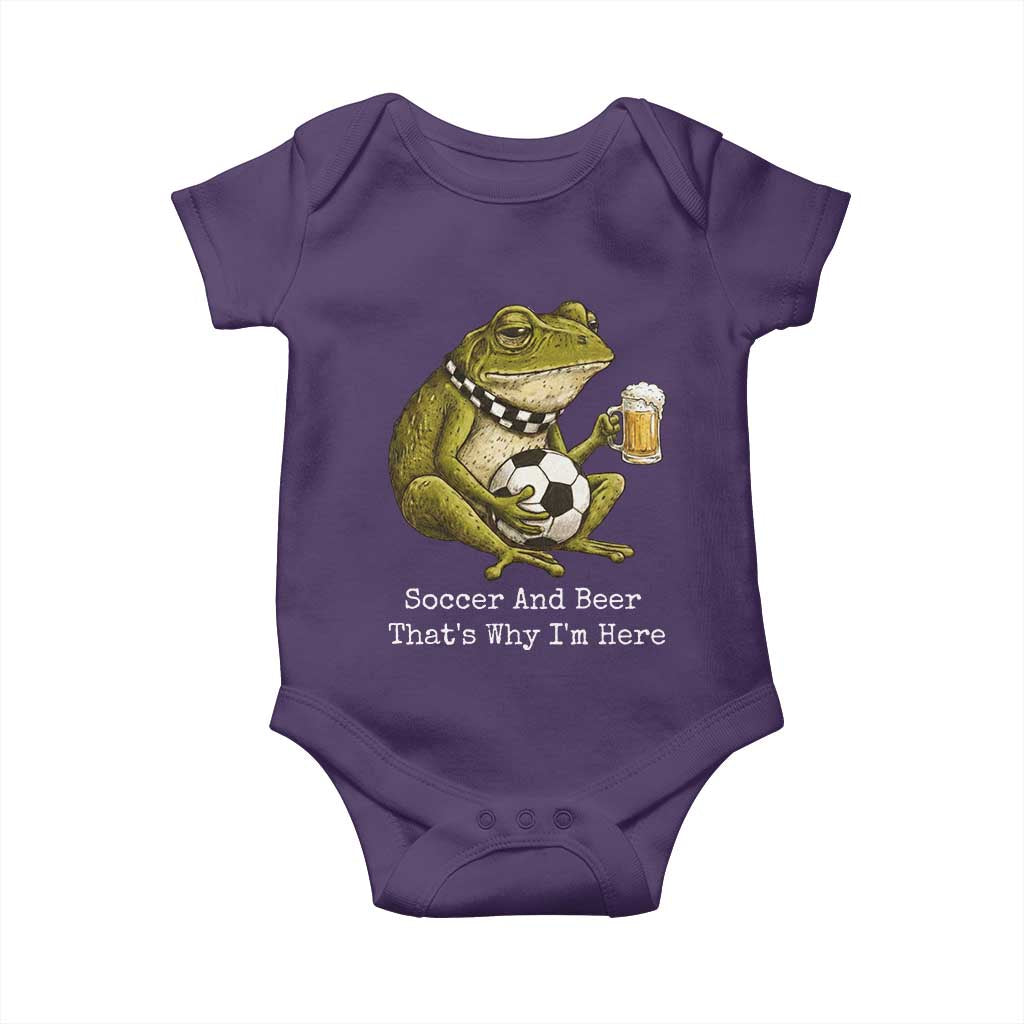 Funny Frog Lover Baby Onesie Soccer And Beer That Is Why I Am Here TS12 Purple Print Your Wear