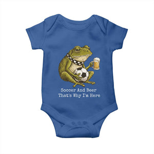 Funny Frog Lover Baby Onesie Soccer And Beer That Is Why I Am Here TS12 Royal Blue Print Your Wear