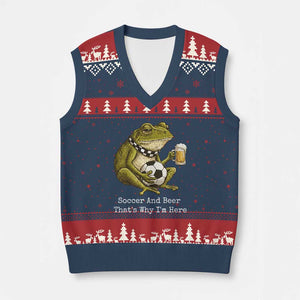 Funny Frog Lover V-Neck Knit Sweater Vest Soccer And Beer That Is Why I Am Here TS12 Navy Red Print Your Wear