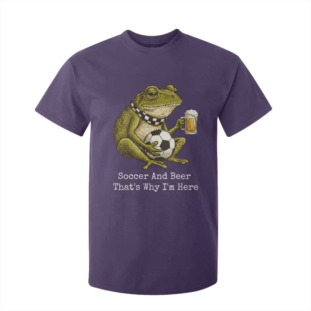 Funny Frog Lover T Shirt For Kid Soccer And Beer That Is Why I Am Here TS12 Purple Print Your Wear