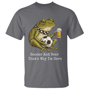 Funny Frog Lover T Shirt Soccer And Beer That Is Why I Am Here TS12 Charcoal Print Your Wear