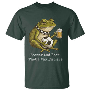Funny Frog Lover T Shirt Soccer And Beer That Is Why I Am Here TS12 Dark Forest Green Print Your Wear