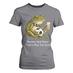 Funny Frog Lover T Shirt For Women Soccer And Beer That Is Why I Am Here TS12 Charcoal Print Your Wear