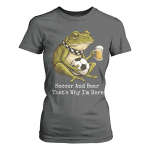 Funny Frog Lover T Shirt For Women Soccer And Beer That Is Why I Am Here TS12 Dark Heather Print Your Wear