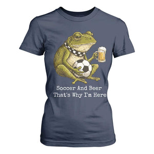Funny Frog Lover T Shirt For Women Soccer And Beer That Is Why I Am Here TS12 Navy Print Your Wear