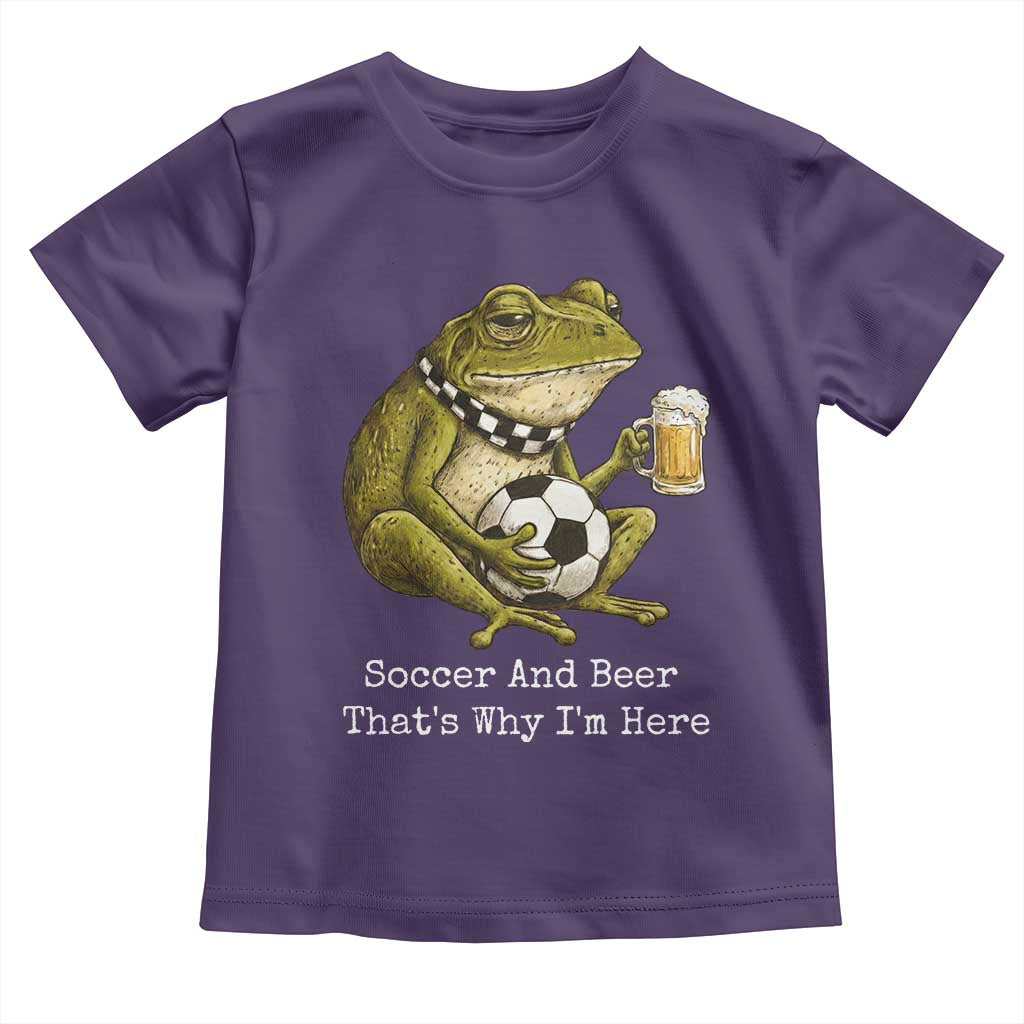 Funny Frog Lover Toddler T Shirt Soccer And Beer That Is Why I Am Here TS12 Purple Print Your Wear